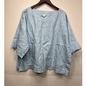 Pure Jill Women’s Linen Boat Neck Lagen Look Blouse/Size-Large